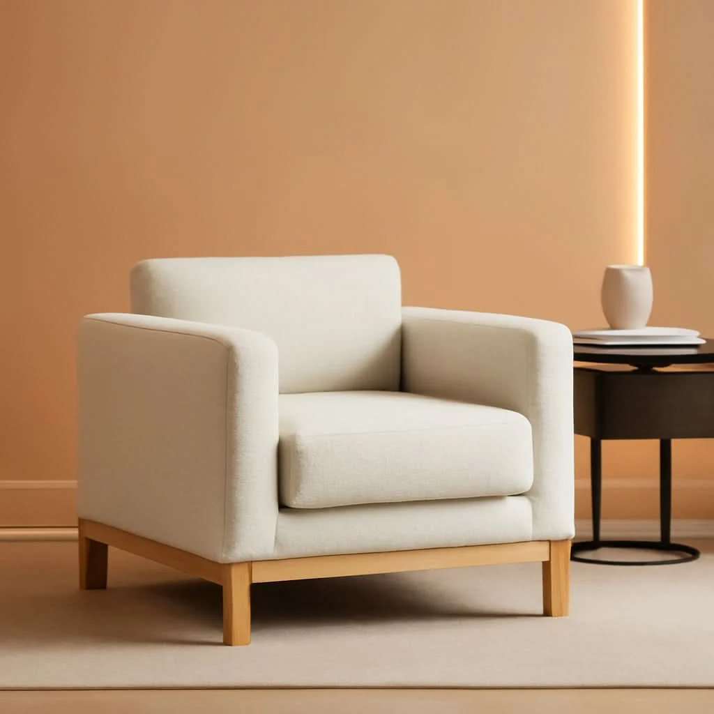 Smart Beige 41.34 Inches Boucle Upholstered Accent Chair Genuine