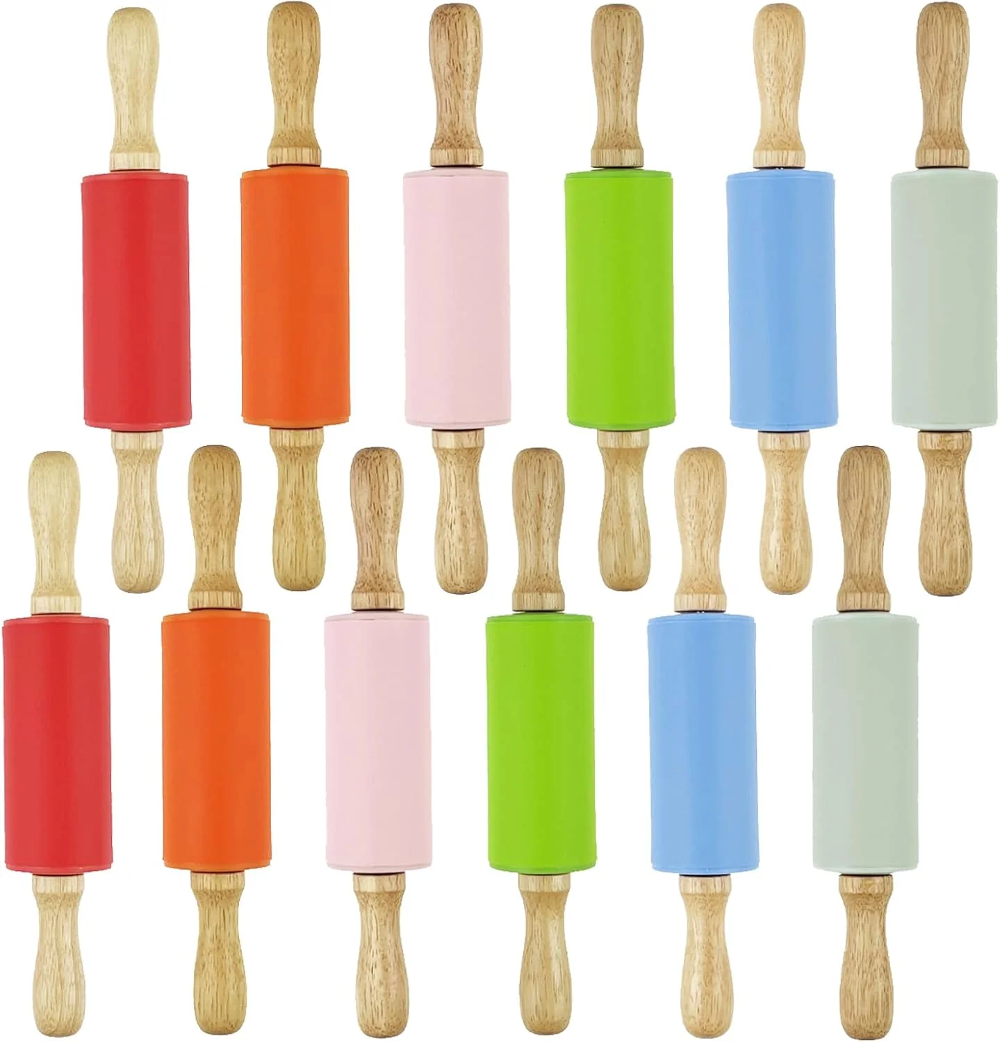 Excellent 12 Pack Mini Small Rolling Pin for Kids 9 Inch Kids Rolling Pin Wooden Handle User-Friendly