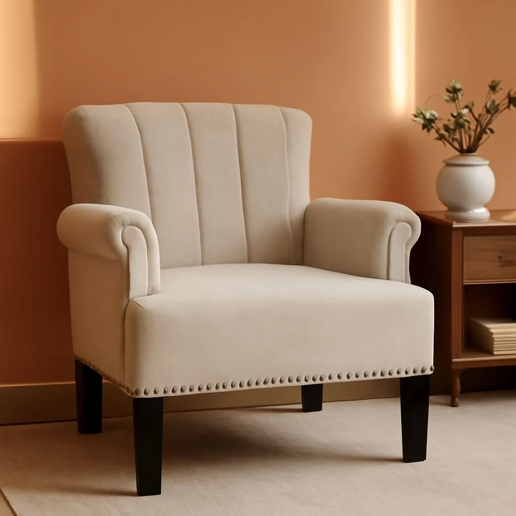 Unique Cream Polyester Tufted Mid Century Upholstered Chair Healthy