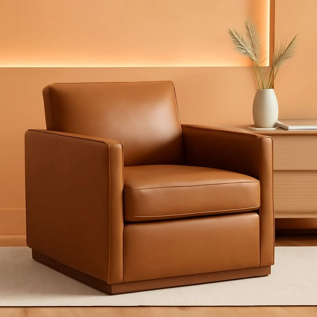 Casual Leather Swivel Accent Chair Fully Assembled Verified