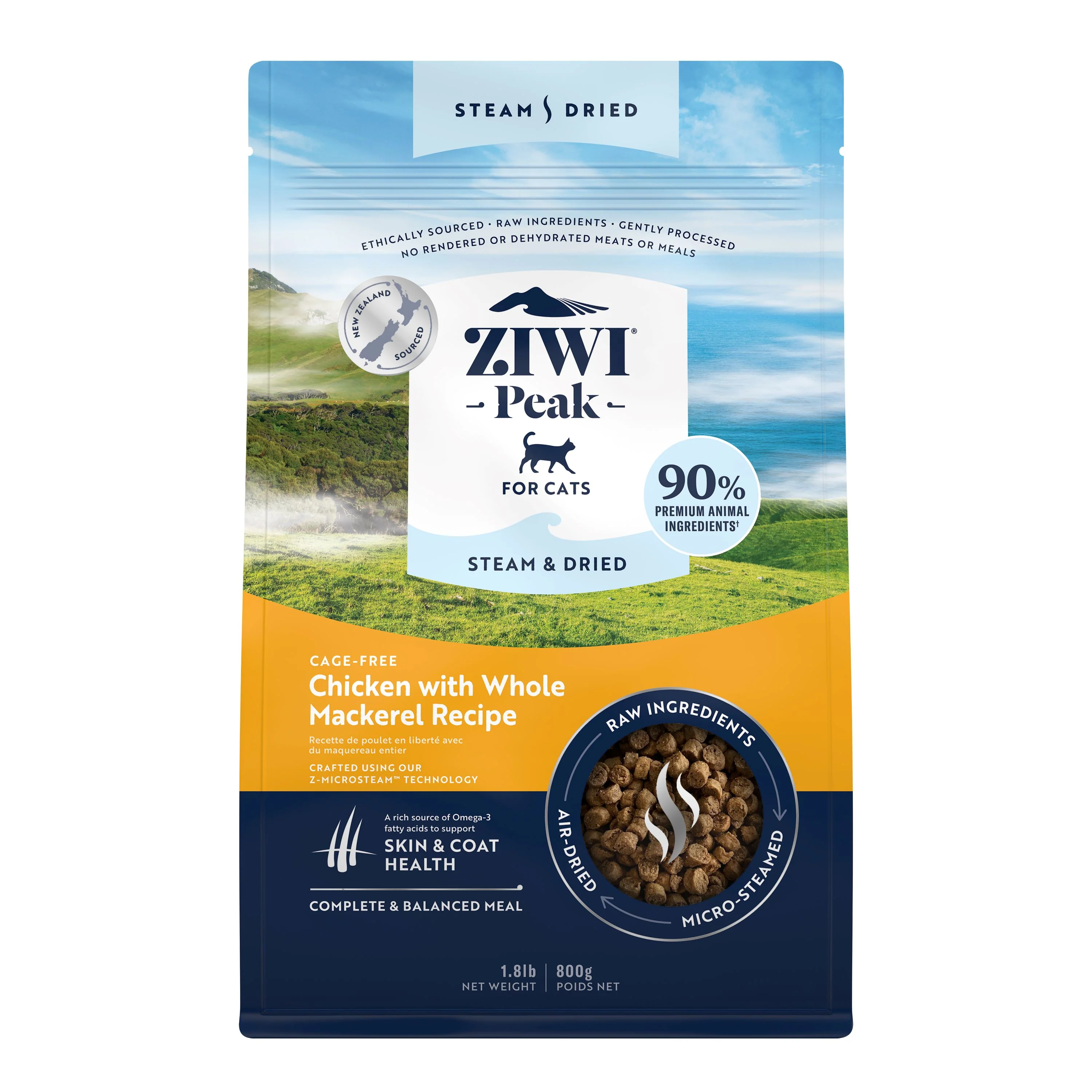 Breathable ZIWI Steam Dried Cat Food – Cage- Chicken with Mackerel – High Protein Skin Coat Health Low Carb Prestigious