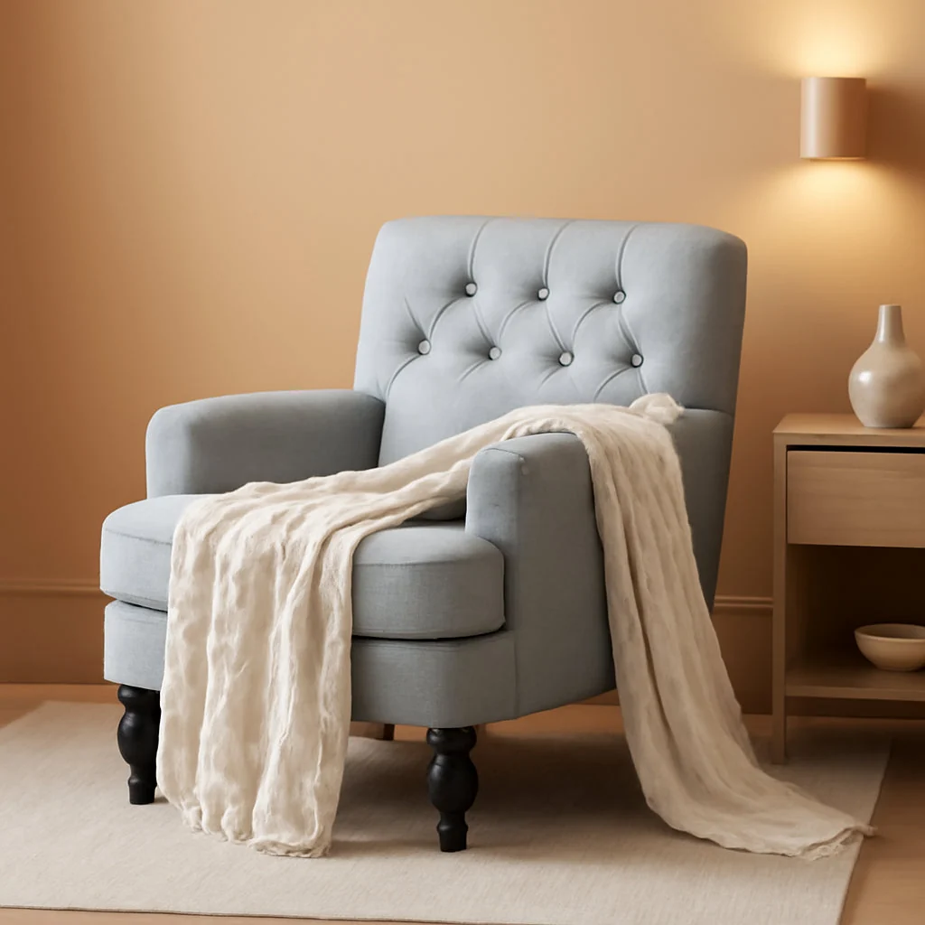 Clean Sapphire Blue Upholstered Club Chair Lumbar Pillow Official