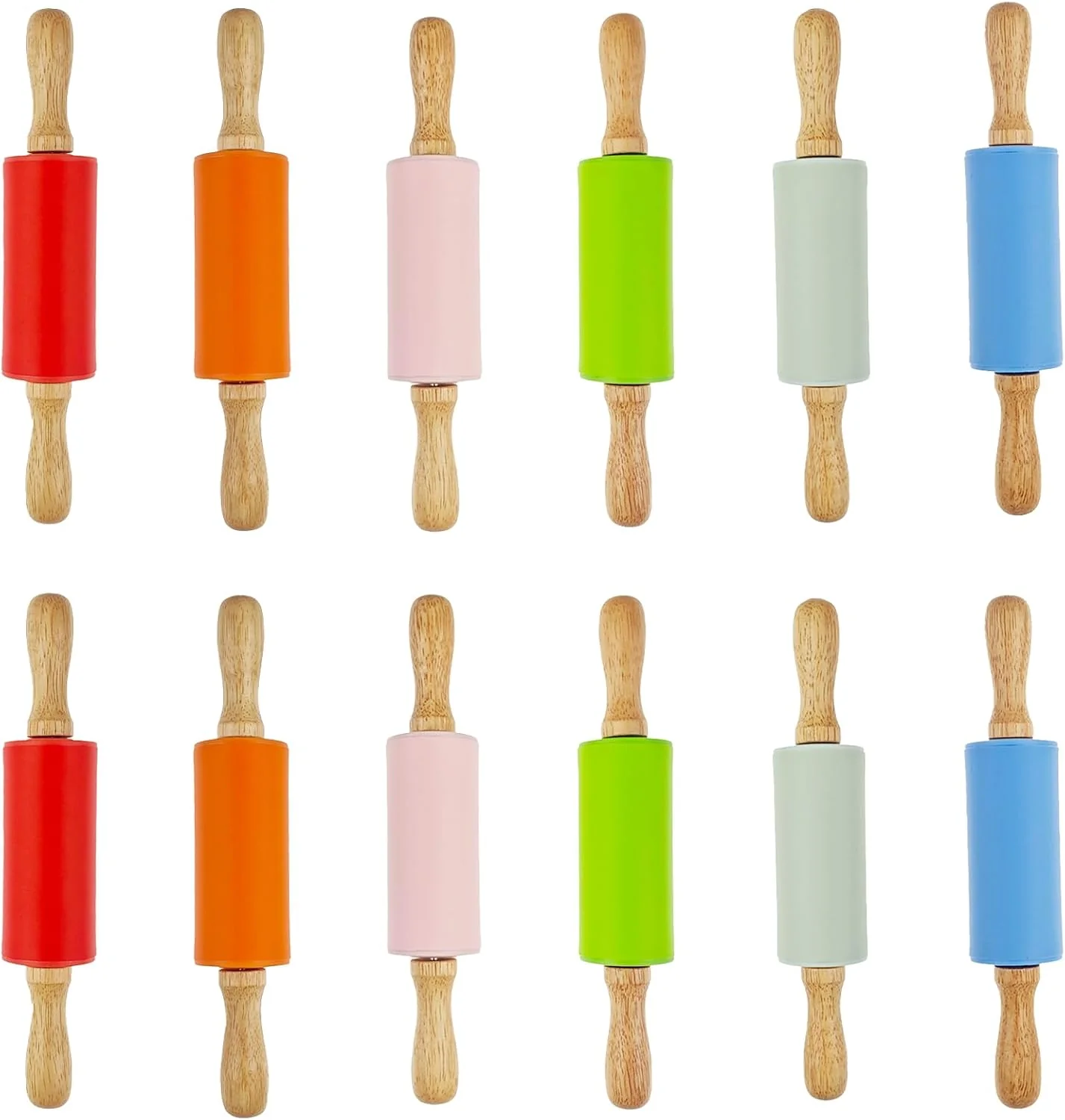 Professional 12 Pack Small Rolling Pin for Kids 9 Inch Kids Rolling Pin for Home Kitchen 6 colors Outstanding