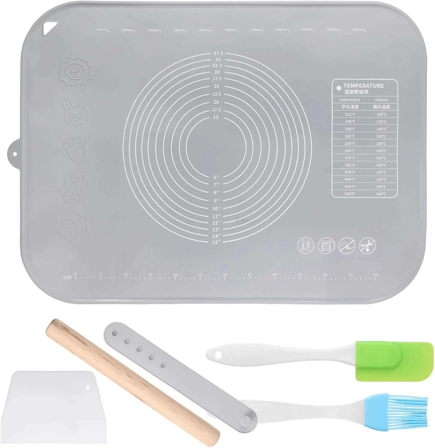 Safe Large Silicone Baking Mat 31.5×23.6 Non-stick Dough Rolling Mat with Measurements Extra Thick Kneading Mat with Raised Edges Expertly Made