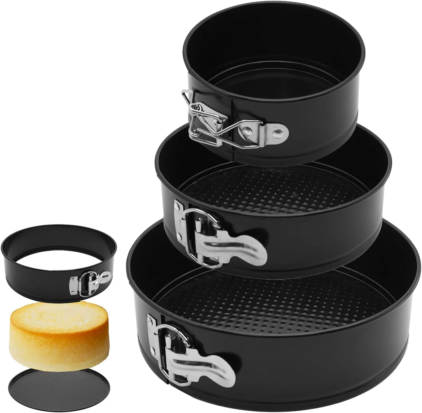 Fast Springform Cake Pan Set Non-Stick Springform Pans Set of 3 4 7 9 inches Leak-Proof Round Cake Pans with Removable Bottom for Baking Cake Pie Comfortable