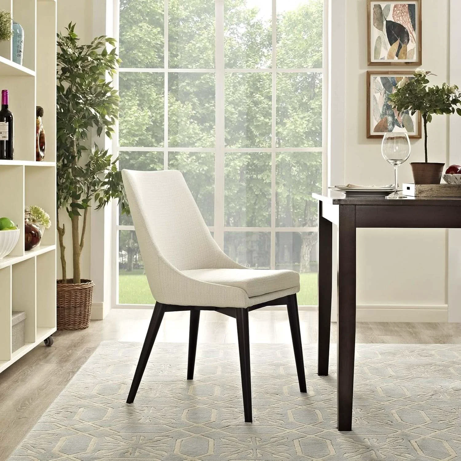 Environmentally Friendly Beige Upholstered Dining Chair Mid Century Contemporary Sustainable