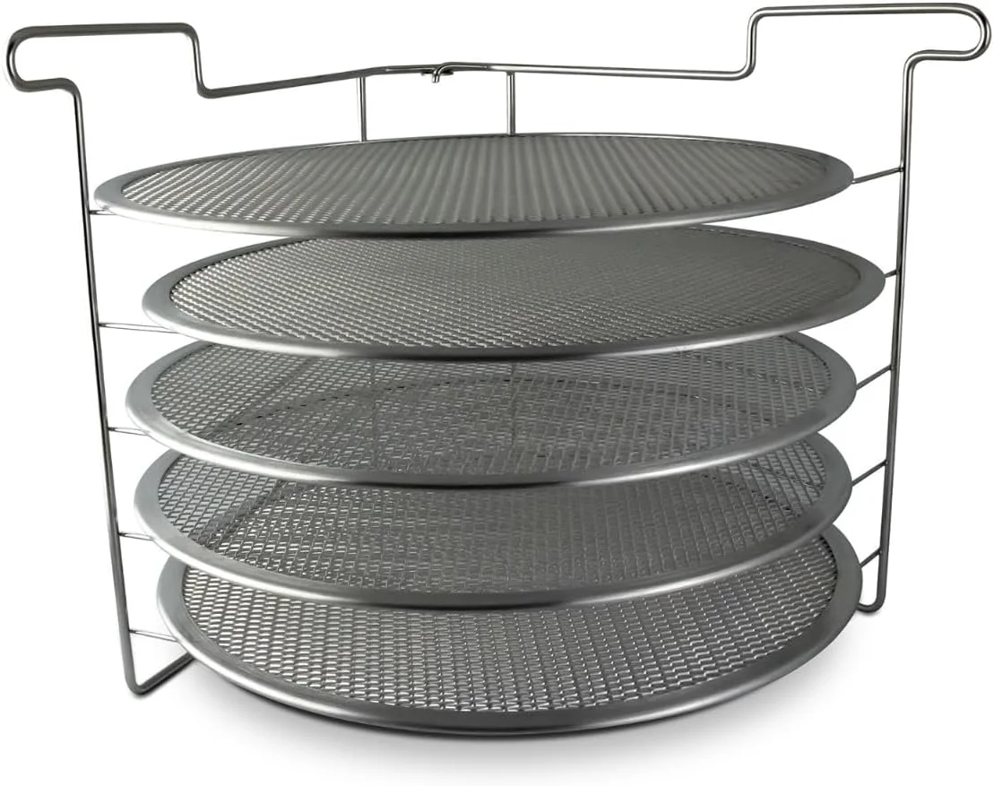 Environmentally Friendly Folding Pizza Rack with Five 14 Inch Pizza Screens – Compact and Convenient Design for Easy Storage and Baking Multiple Pizzas Professional