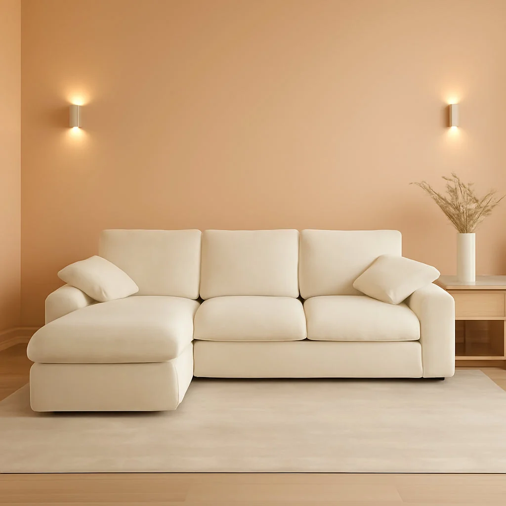 Powerful 98.4Inch Cloud Modular Sectional Sofa Beige Chaise First-Class