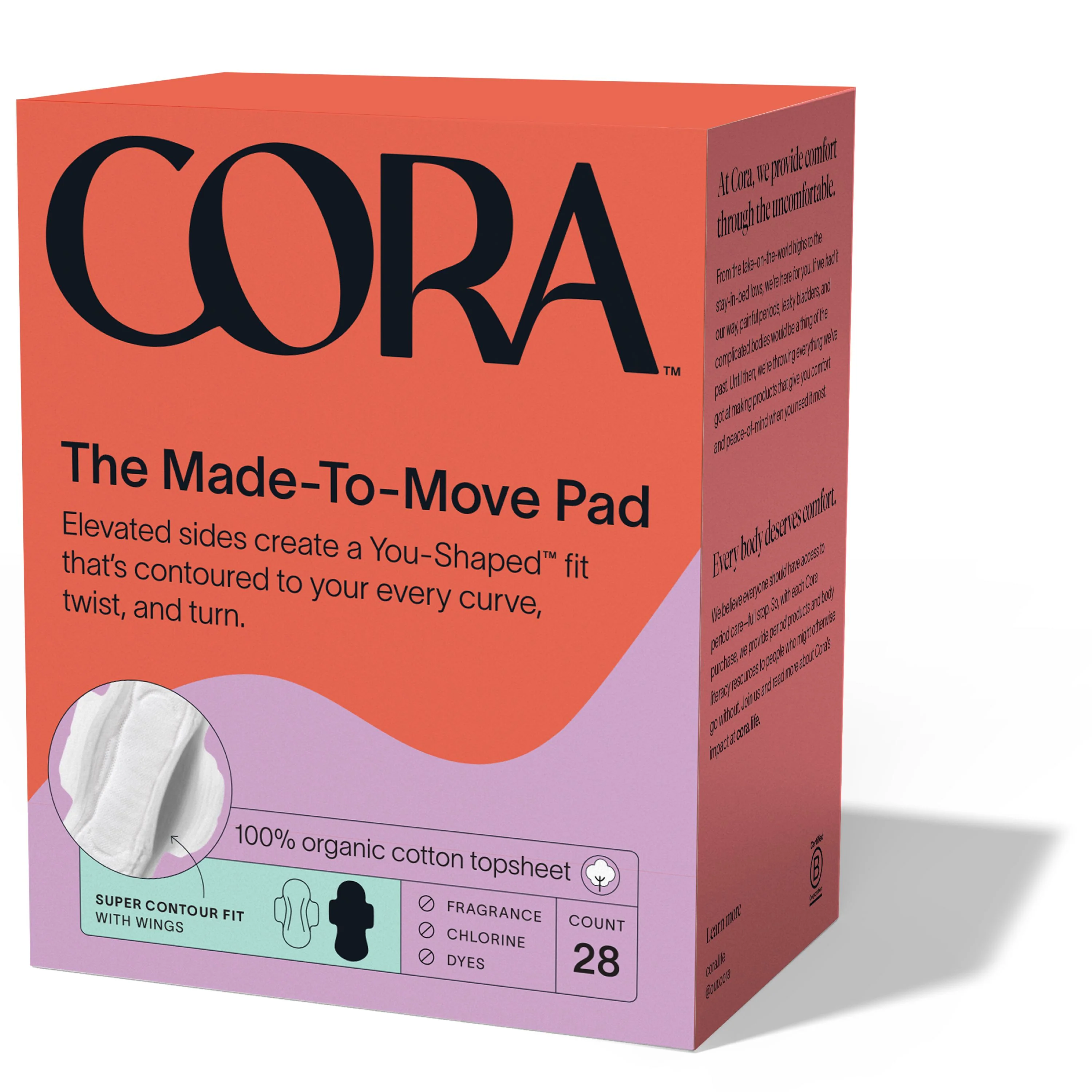 Luxury Cora Made-to-Move Period Pad with Wings – Ultra Thin Organic Cotton Original