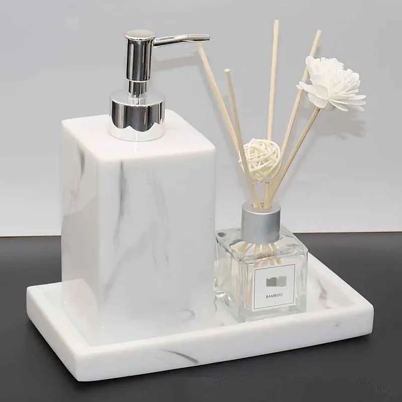 Consistent 2pcs Bathroom Accessory Set Marble Look 500ml Soap Dispenser With Matching Tray Elegant Countertop DecorSPECIFICATIONS User-Friendly