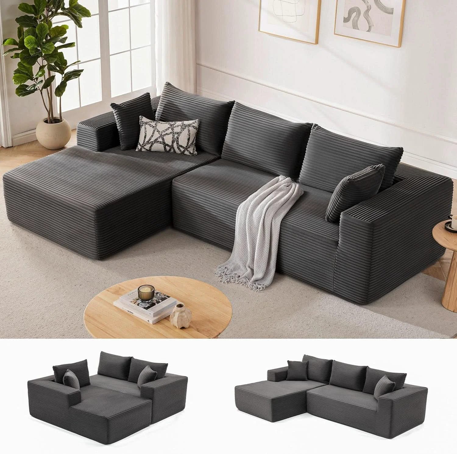 Lightweight Cloud Sectional Couch Modular Sofa with Deep Seat Traditional