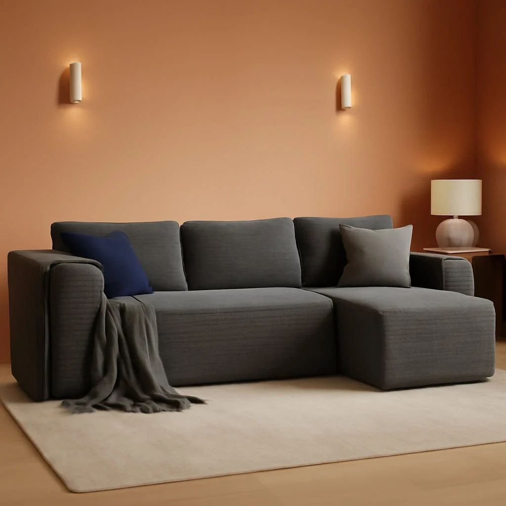 Exclusive 106 Inches Modular Sectional Sofa Right Facing Grey Soft