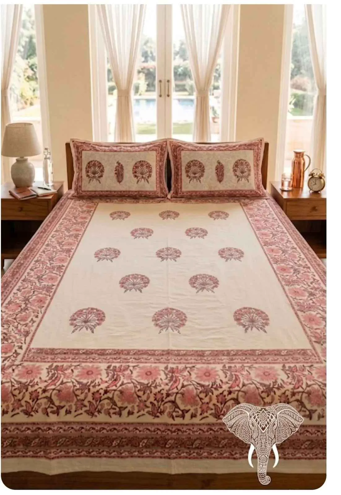 Quality Sanganeri Heritage Hand-Block Printed Bedsheet Set Clean