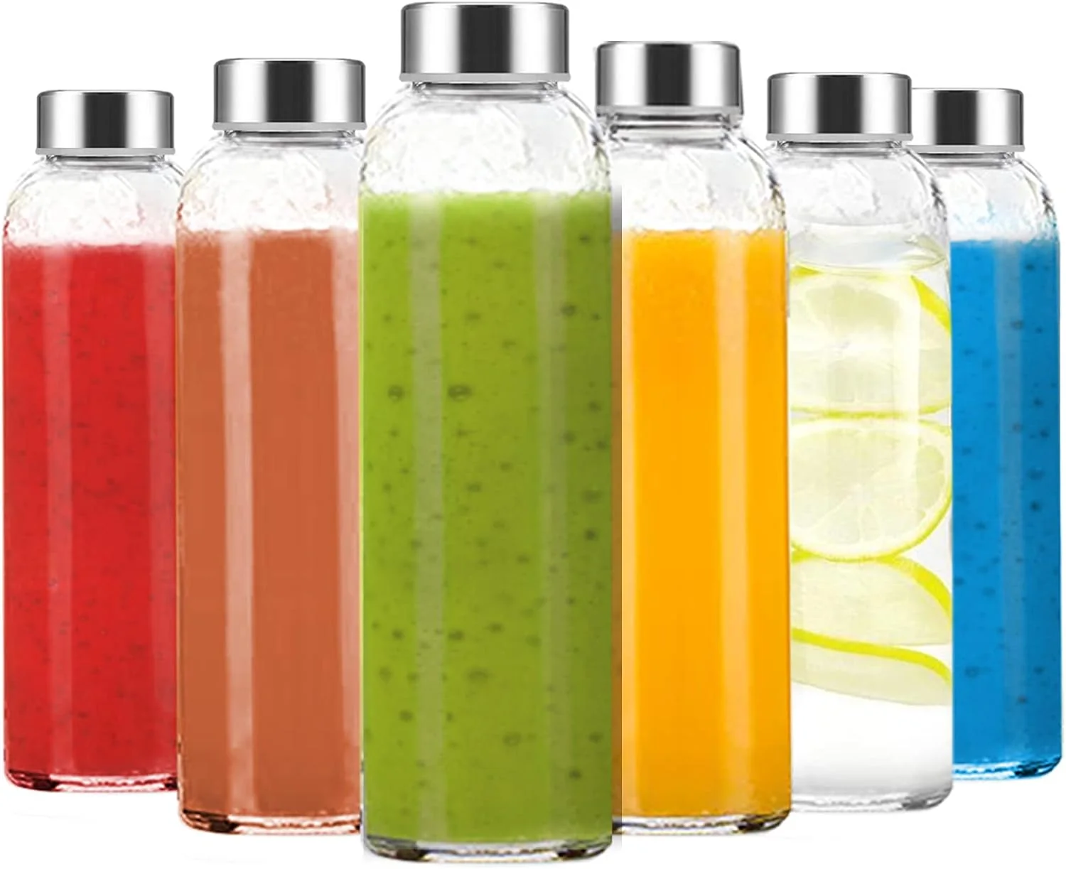 Professional Glass Water Bottles 24oz Set of 6 Exceptional