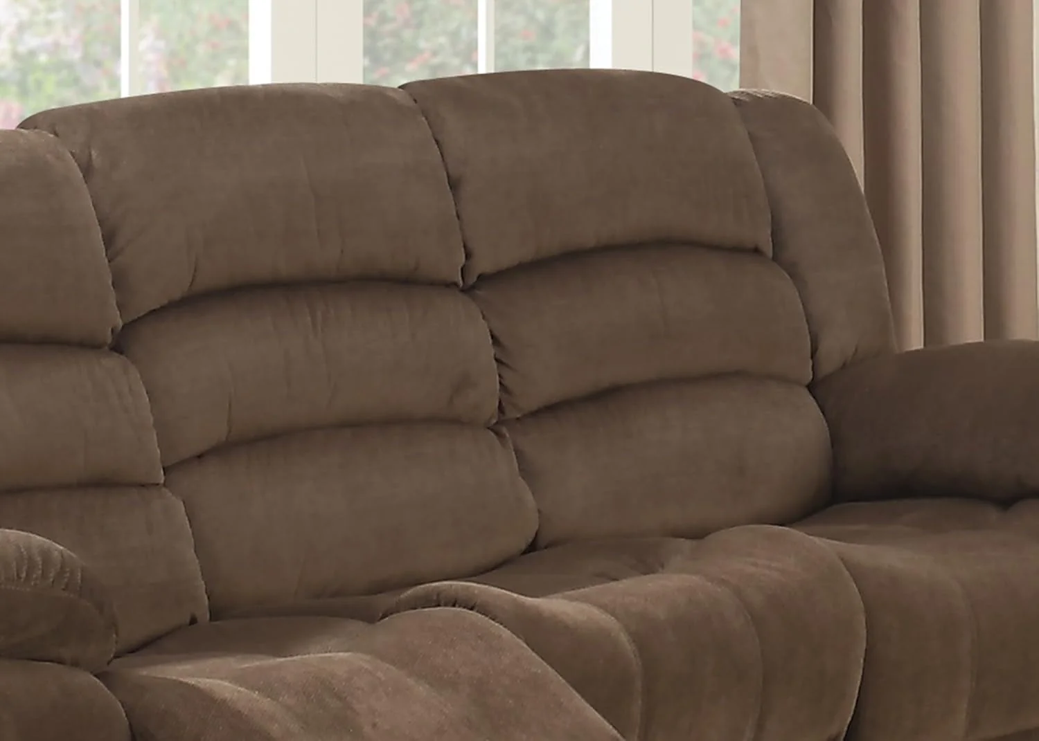 Functional Brown Upholstered Reclining Sofa Pillowtop Armrests Trusted