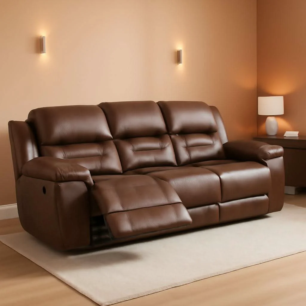 Comfortable Dark Brown Luxurious Faux Leather Upholstered Sofa Innovative