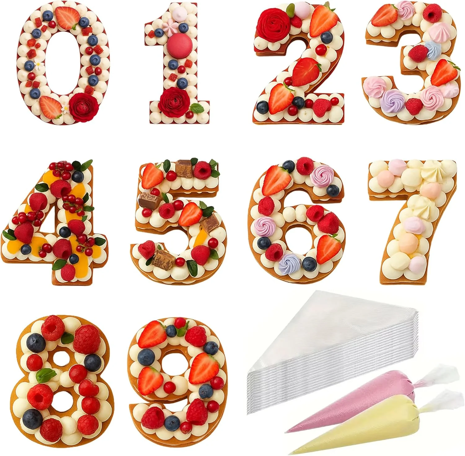 Casual Cake Stencils – Set 18Templates with Scraper and 50Pins Cookie Stencils for Royal Icing Cookie Templates for Buttercream Decorating Innovative