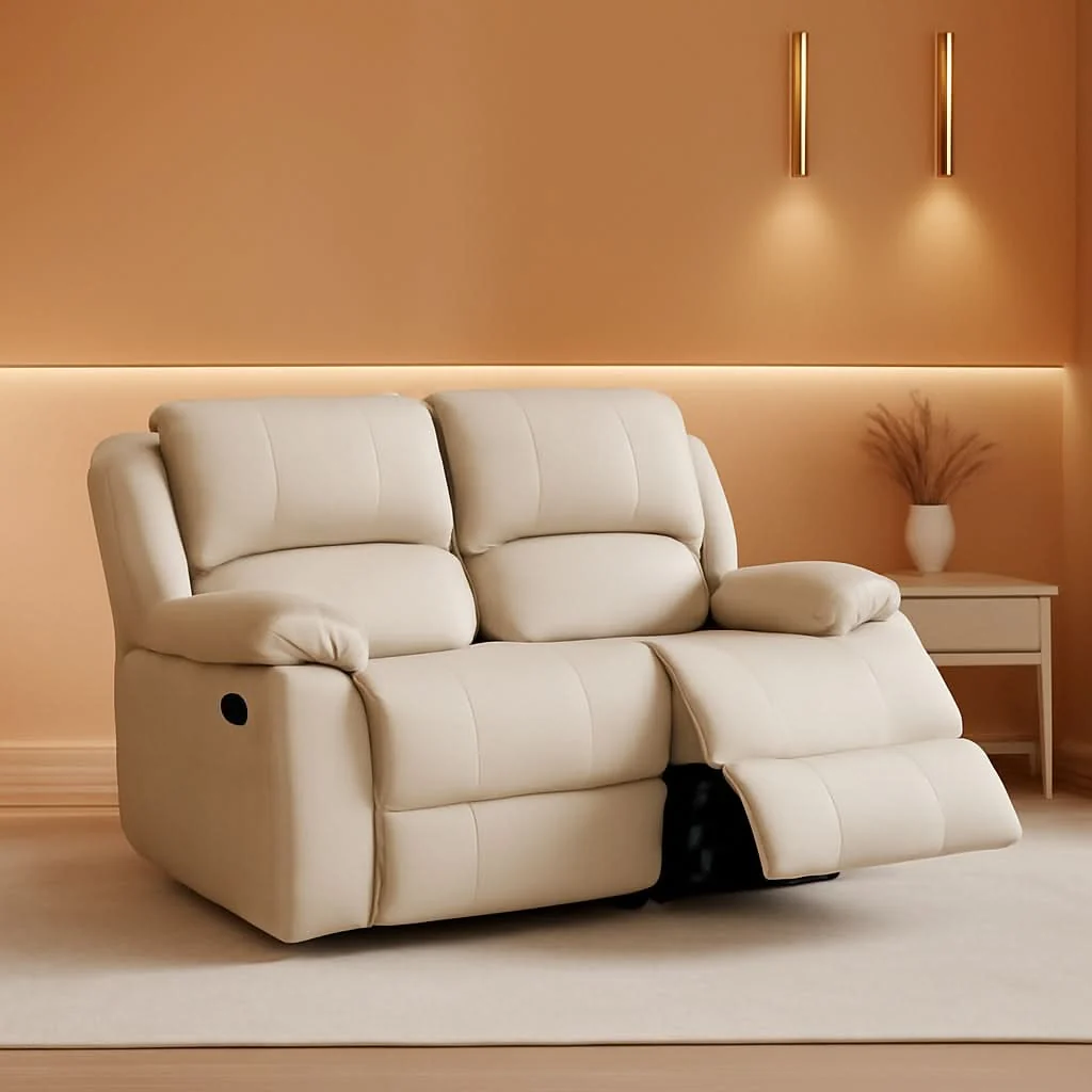 User-Friendly Manual Leather Loveseat Recliner Sofa With Pockets Expertly Made