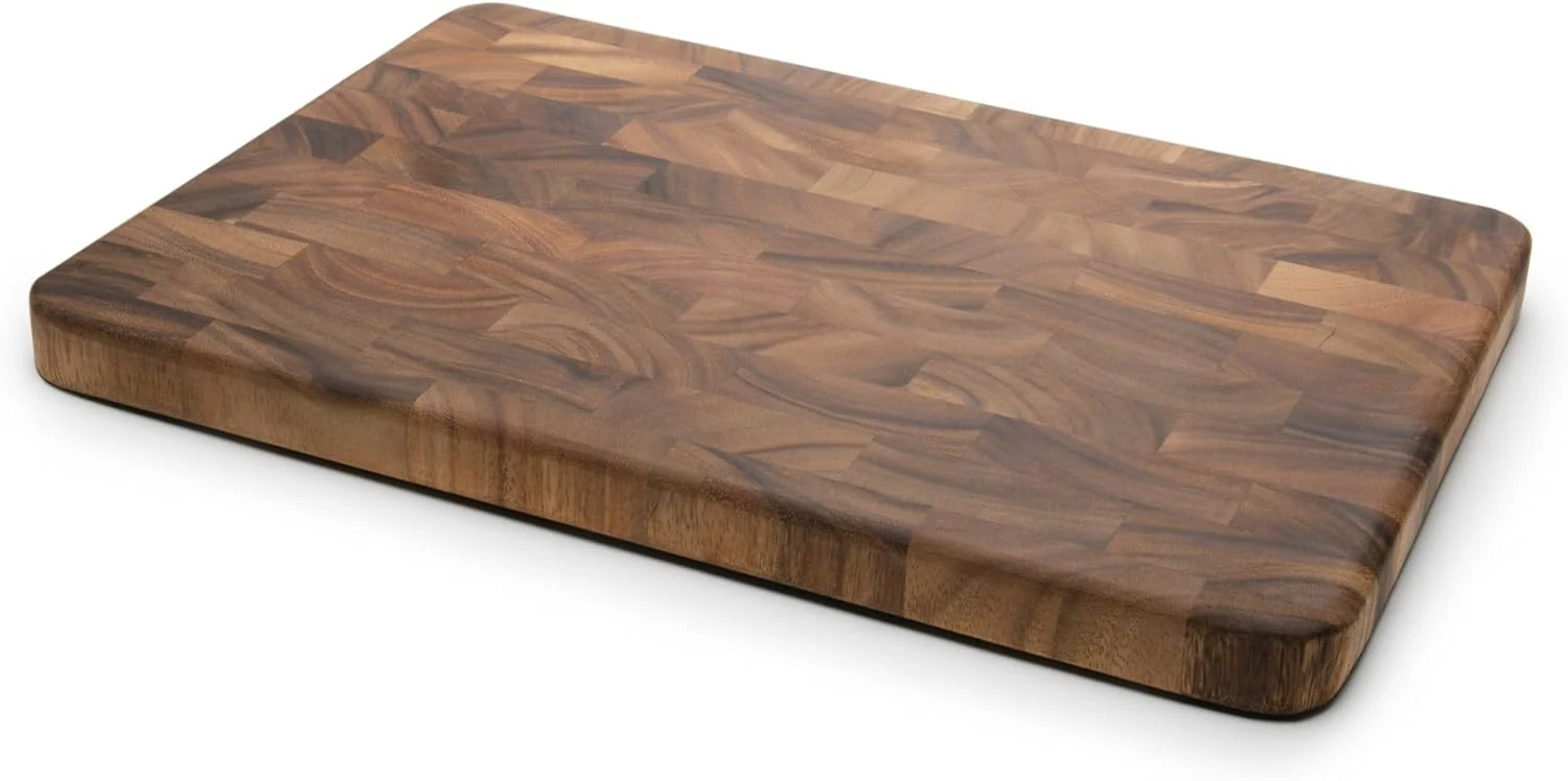 Relaxed Ironwood Gourmet Large End Grain Prep Station Acacia Wood Cutting Board 14 x 20-Inch Brown Genuine
