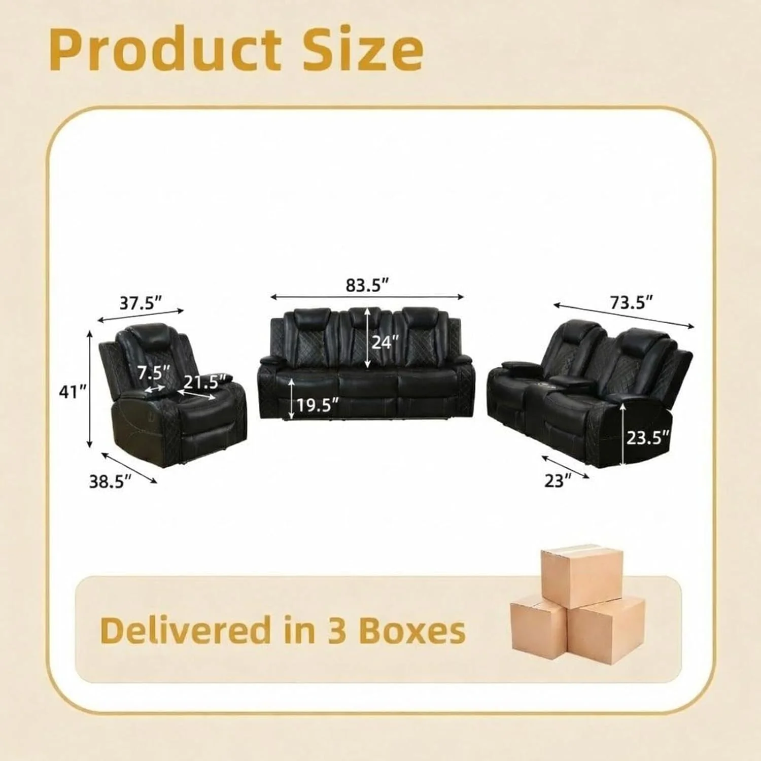 Advanced Black Luxurious Leather Power Reclining Sectional Sofa Elite