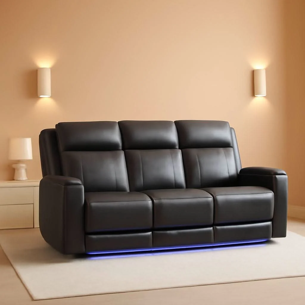 Eco-Friendly Power Reclining Sofa With Adjustable Headrest Lighting High-End
