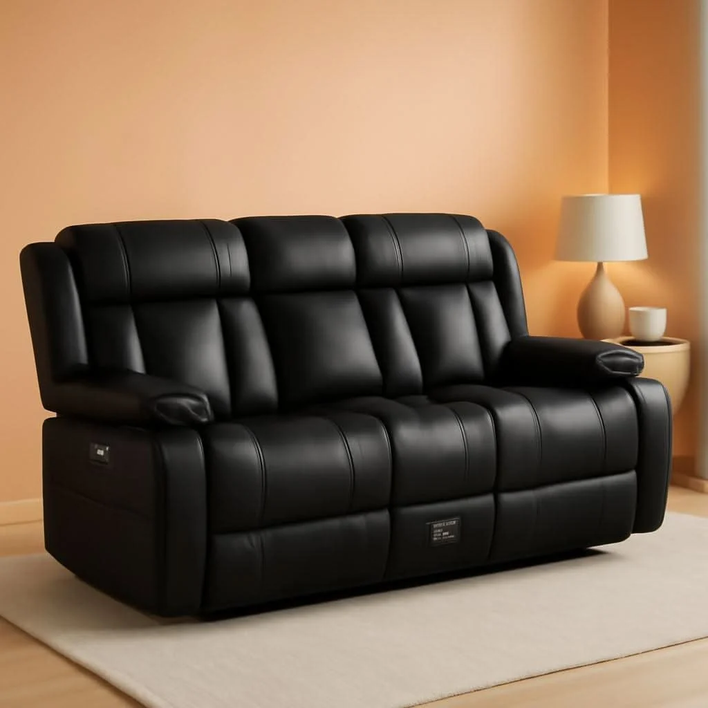 High-Quality Black Manual Reclining Loveseat With Console Controls Functional