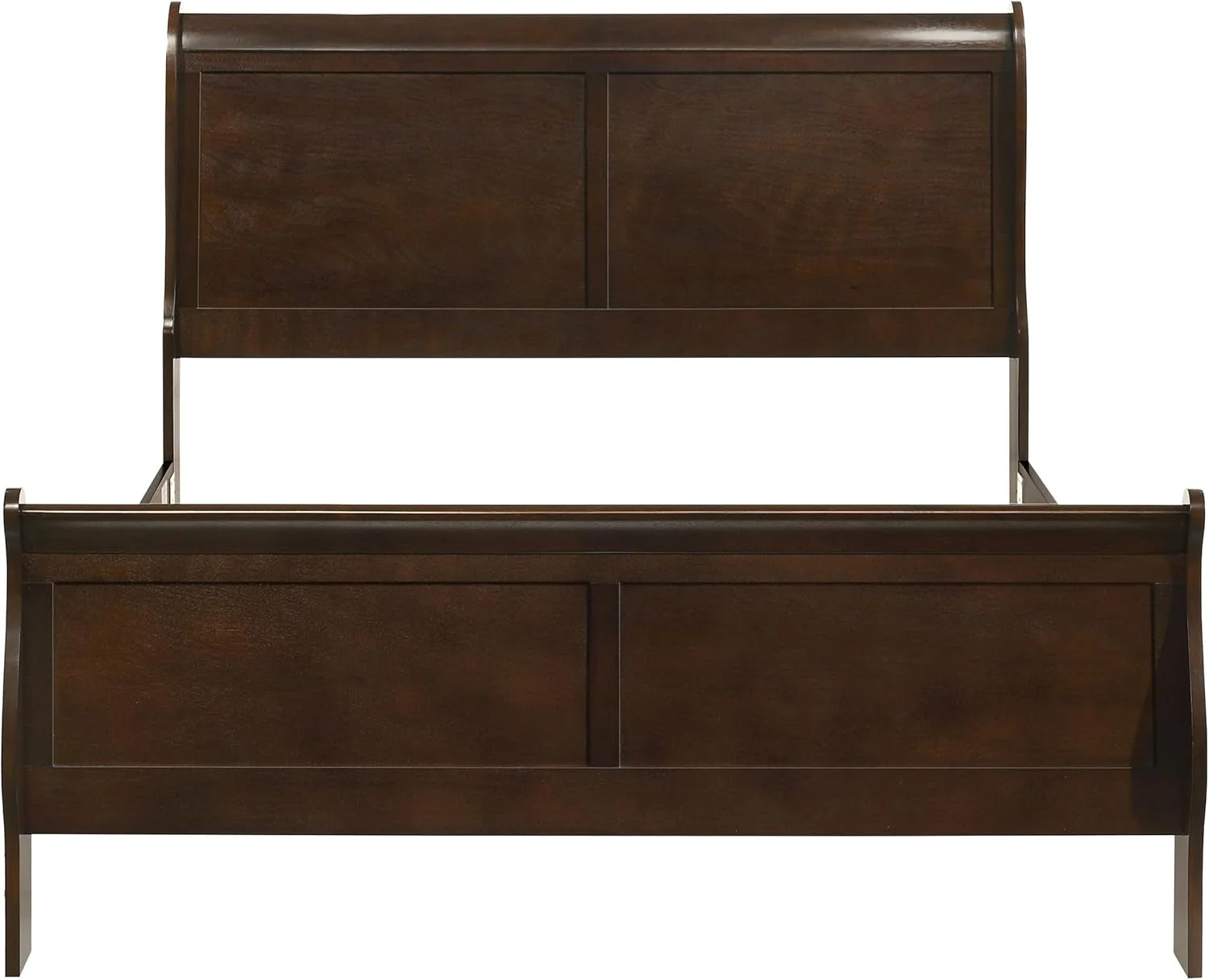 Elegant Queen Sleigh Bed Cappuccino Finish With Curvatures Quality