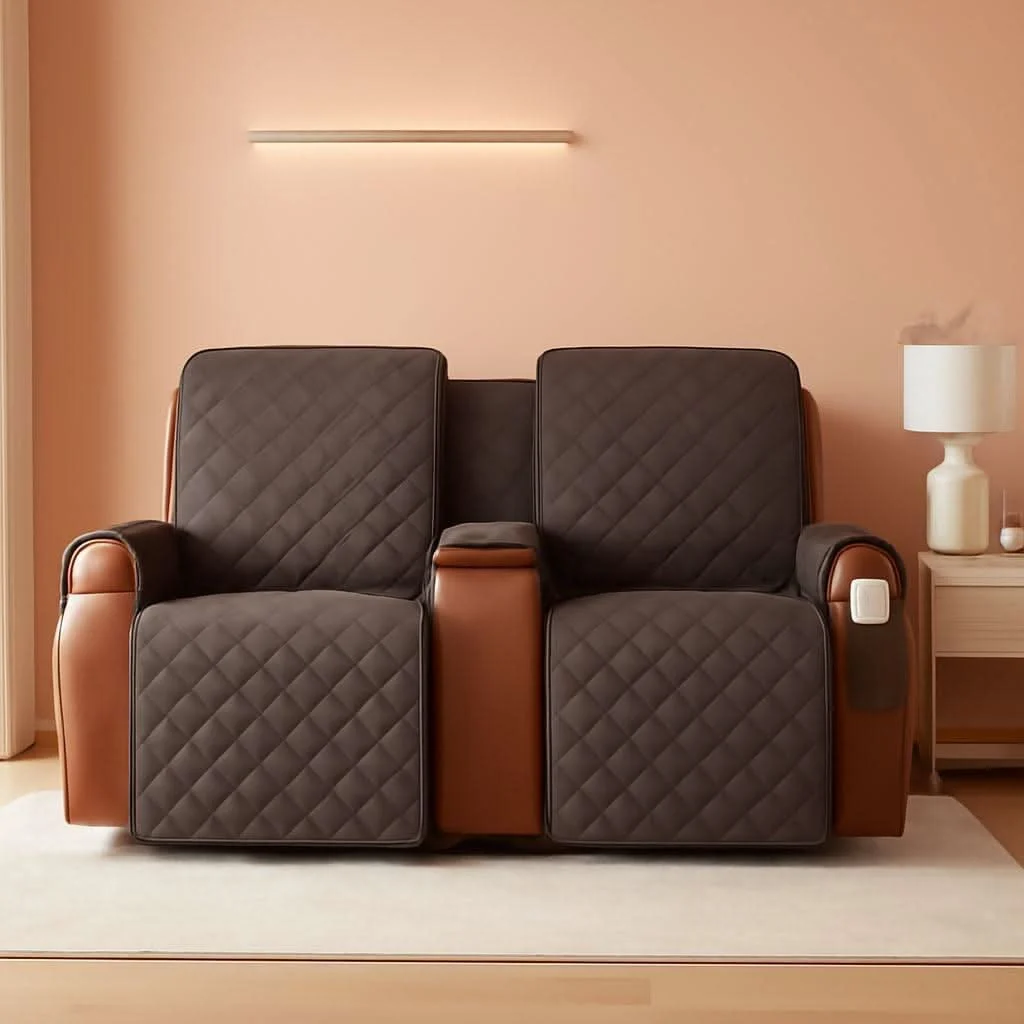 Exceptional Waterproof Loveseat Cover With Console Chocolate 2 Seater Modern