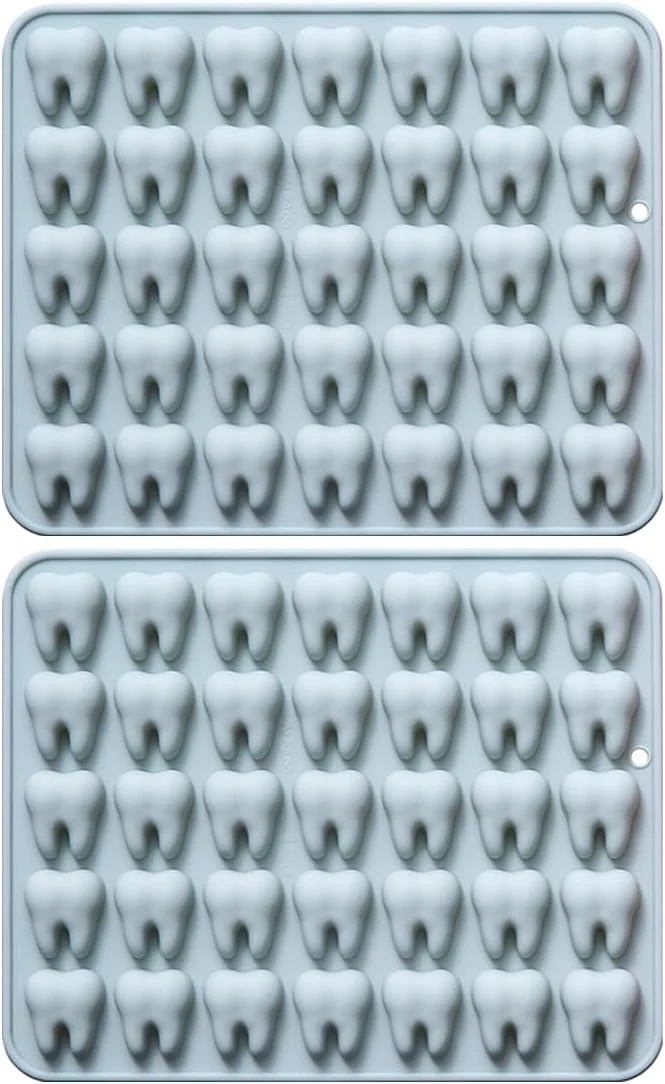 Recyclable Unique Tooth Shape Candy Chocolate Silicone Molds Set 70 Cavity Non Stick Mold for Gummy Cupcake Topper Snack Biscuit Handmade Diy 2 Count Outstanding