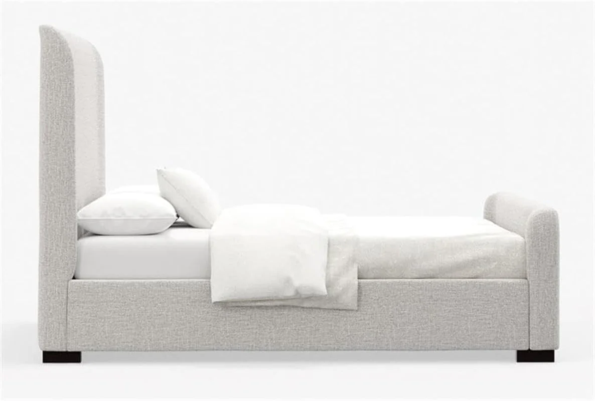 Pure California King Platform Bed Stone Beige Upholstered Minimalist