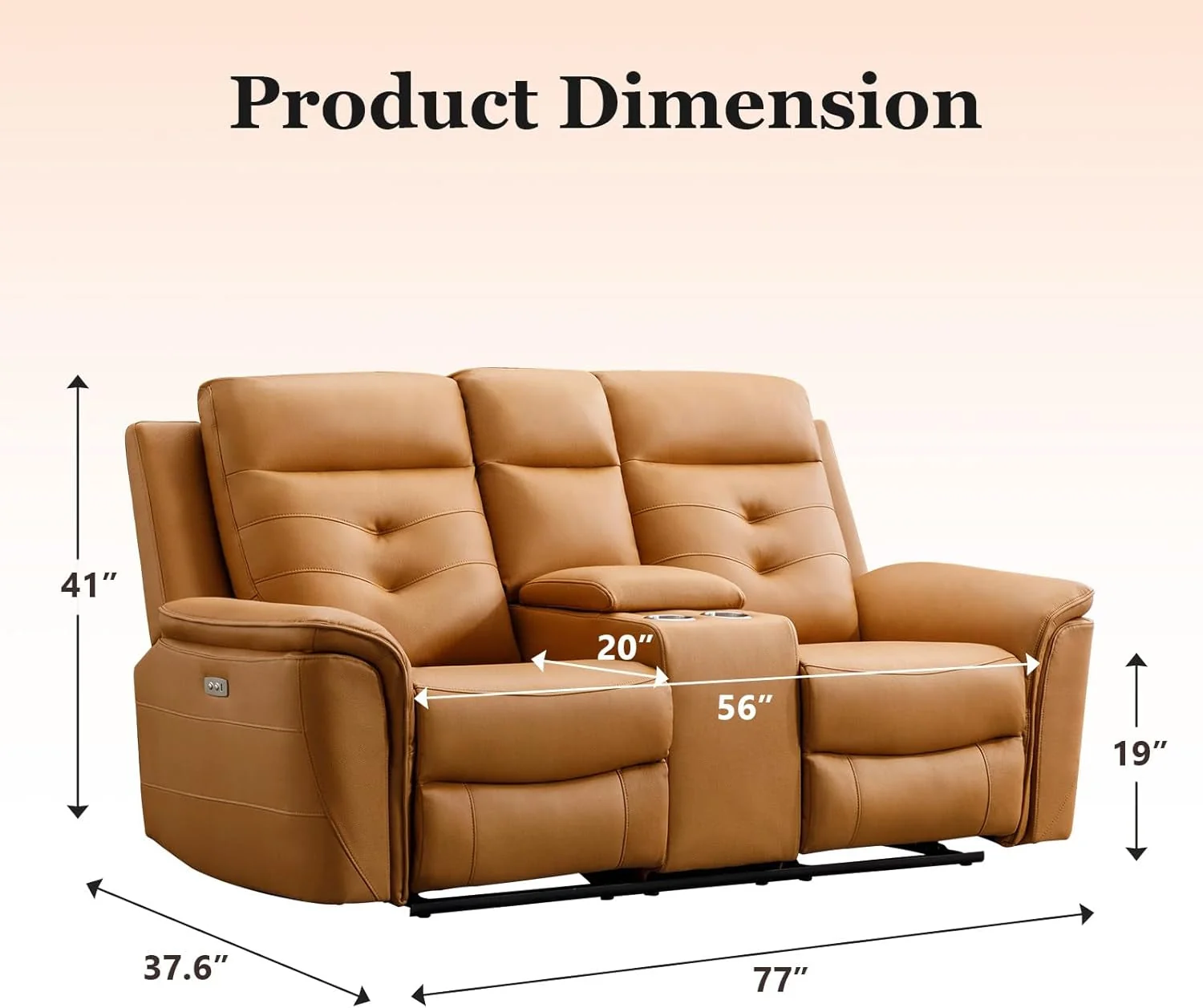 Clean Power Reclining Electric Loveseat Brown Faux Leather Unique