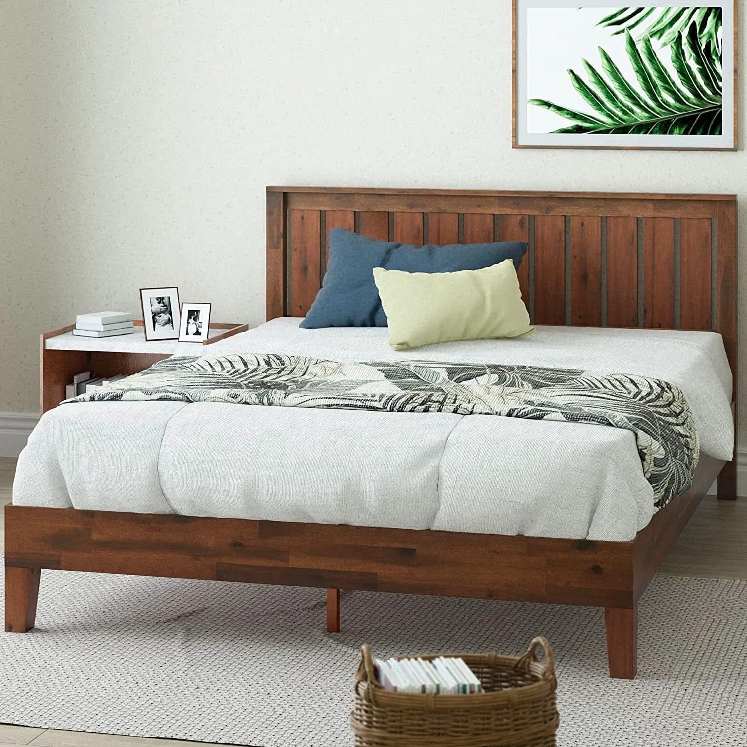Consistent Queen Wood Platform Bed Frame With Headboard And Slats Dependable