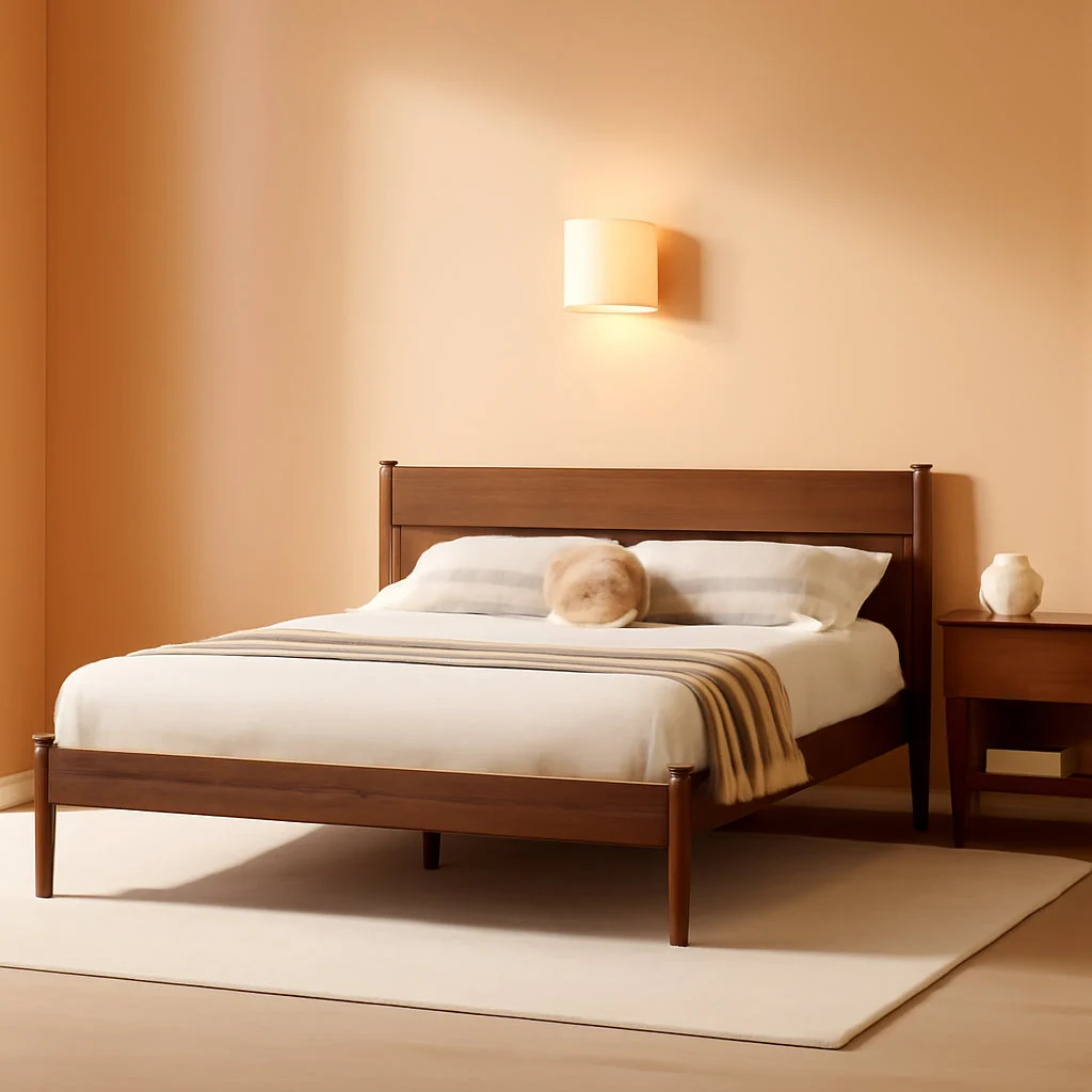 Functional King Oak Antique SolidWood Platform Bed Head board Storage Modern