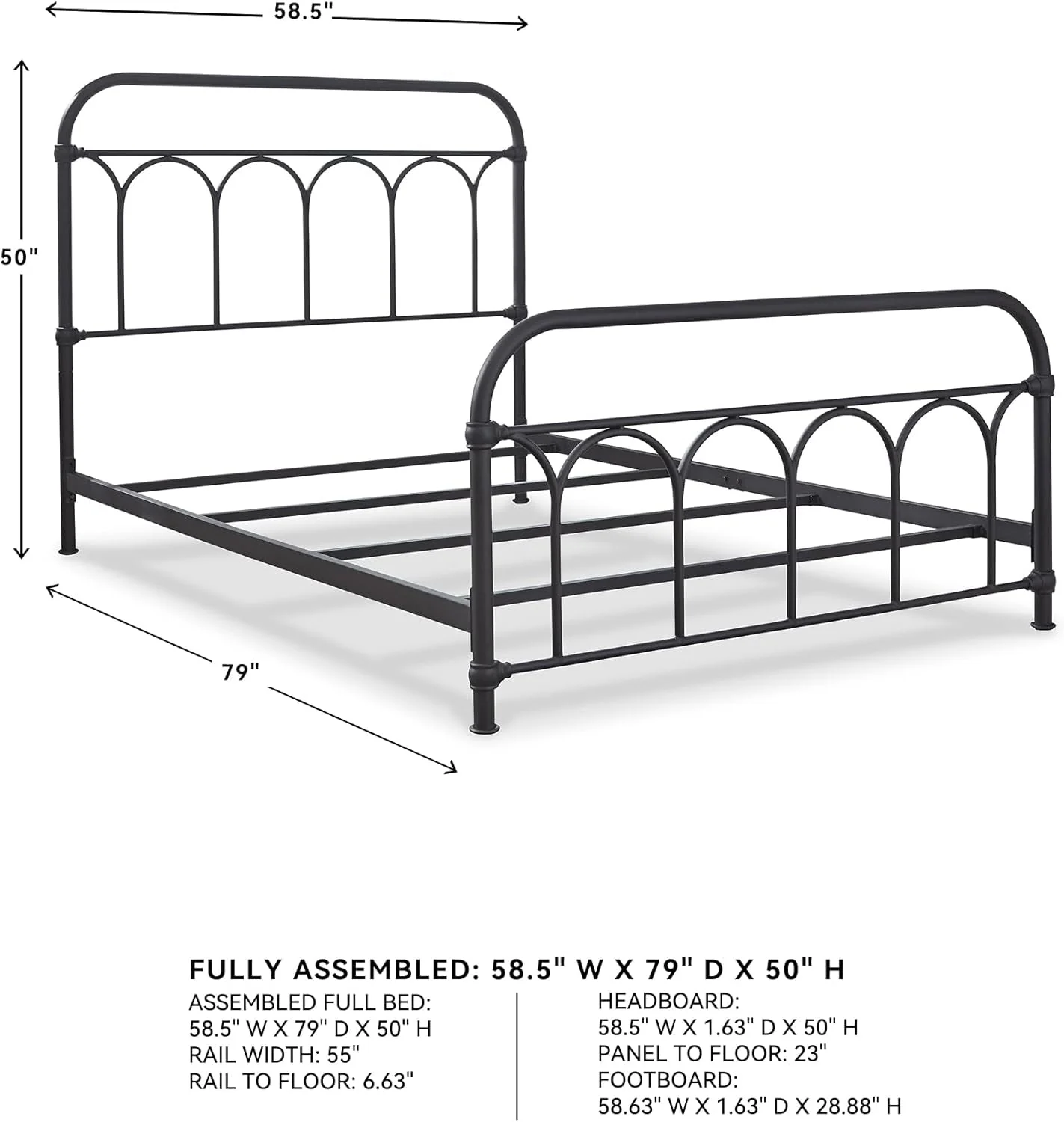 Expertly Made Full size Metal Bed Matte Black Industrial Farm house Enhanced