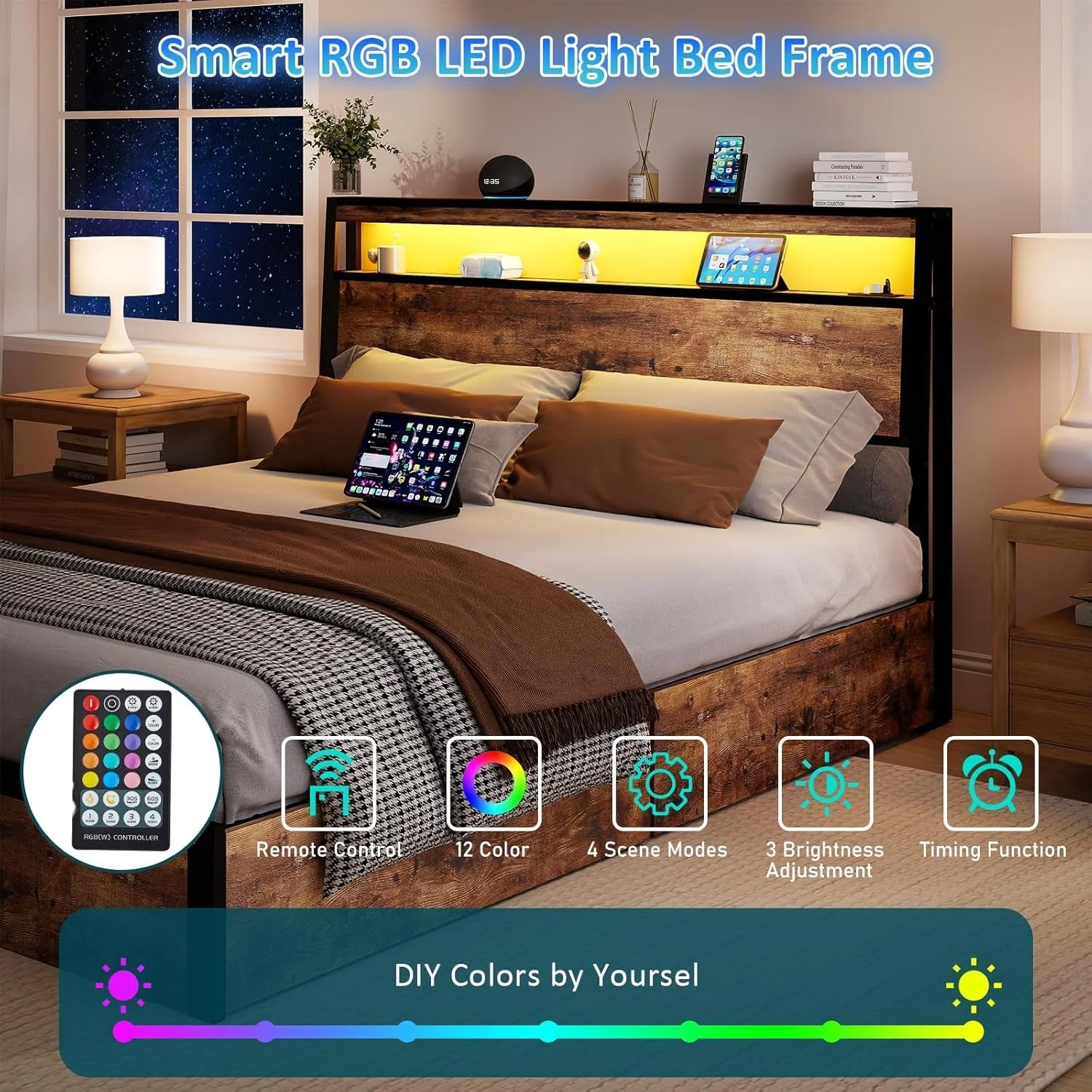 Trusted Full Size Platform Bed Frame With USB Charging Station Advanced