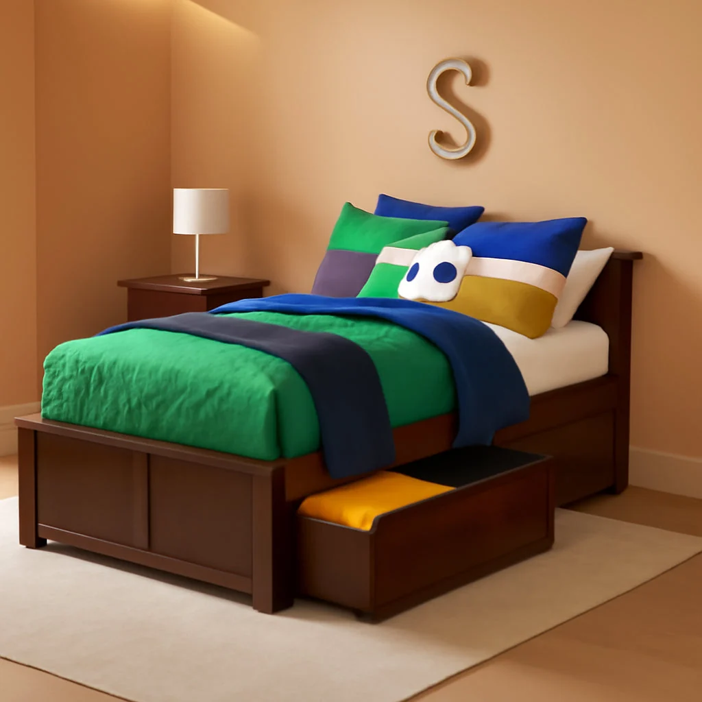 Pure Twin XL Platform Bed With Walnut Finish Drawers Verified