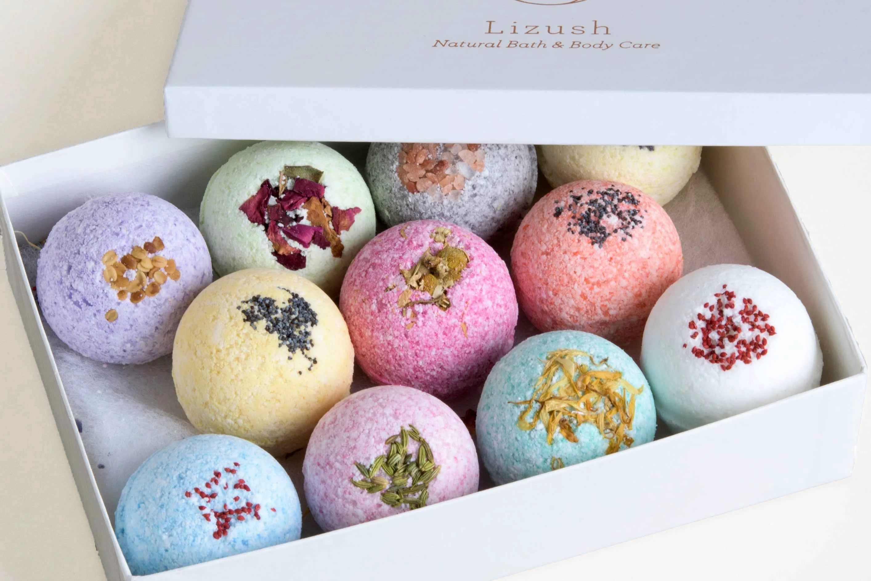 Functional Natural Bath Bomb Gift Box – 12 Handmade Bath Bombs Authentic