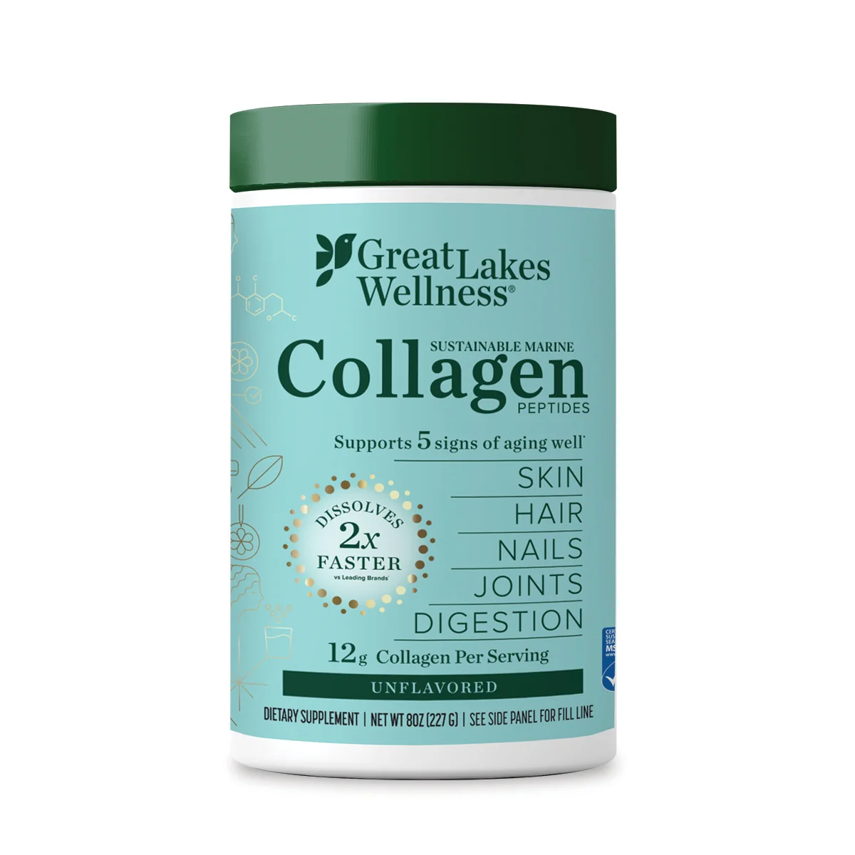 Flexible Great Lakes Wellness Marine Collagen Peptides Powder Unflavored Proven