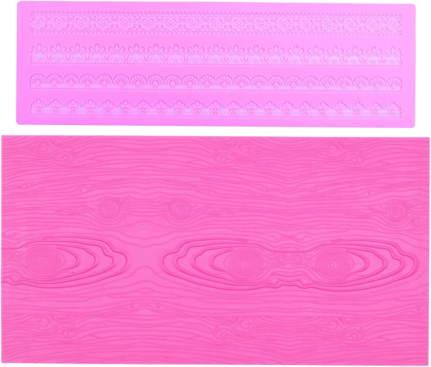 Healthy Embossing Lace Fondant Molds Woodgrain Fondant Mats Molds Silicone Molds for Cake Decorating set of 2 Fashionable