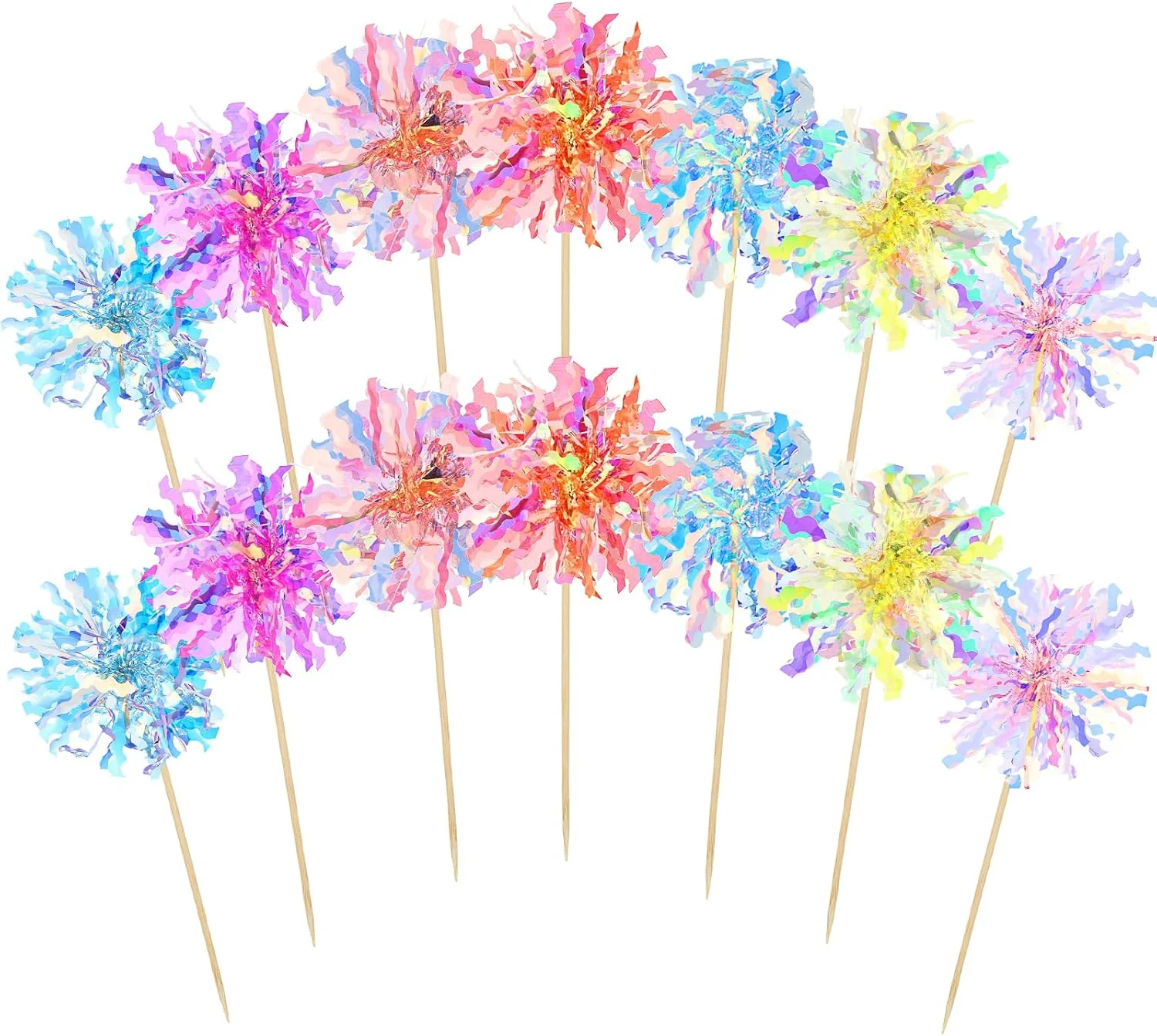 Fine 35Pcs Foil Firework Cupcake Toppers Sparkle Tinsel Cake Toppers Tinsel Drink Cake Decoration Reliable