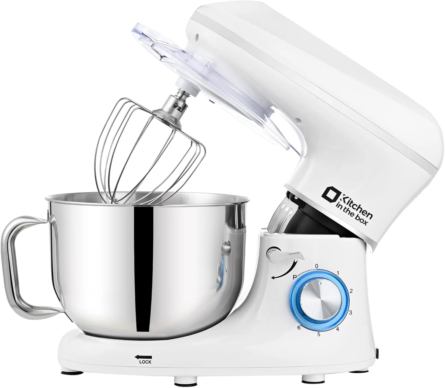 Exceptional Kitchen in the box Stand Mixer 6.5QT 660W Kitchen Electric Mixer 6-Speed Tilt-Head Food Mixer with Dough Hook Wire Whip Beater Dishwasher Safe White Verified