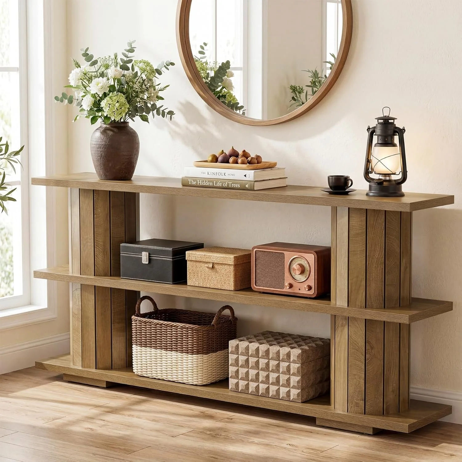 Organic 62.9 Inch Multifunctional Entryway Console Table Storage Carefully Designed