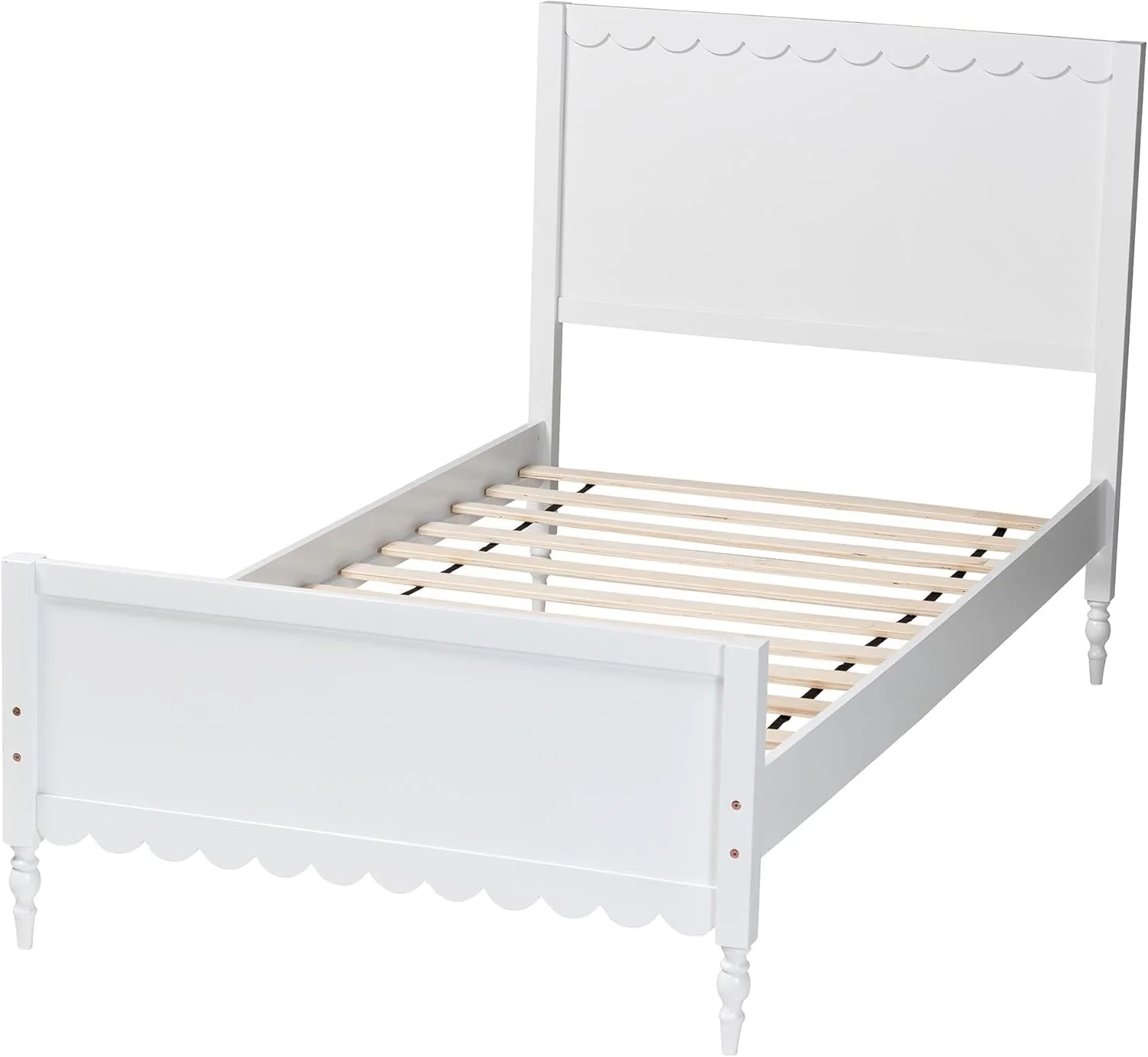 Solid White Rubberwood Twin Platform Bed With Scalloped Edges Selected