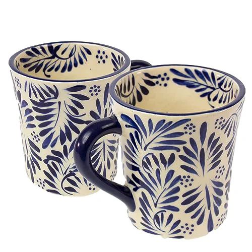 Convenient Mexican Pottery Mugs 2 Count Green