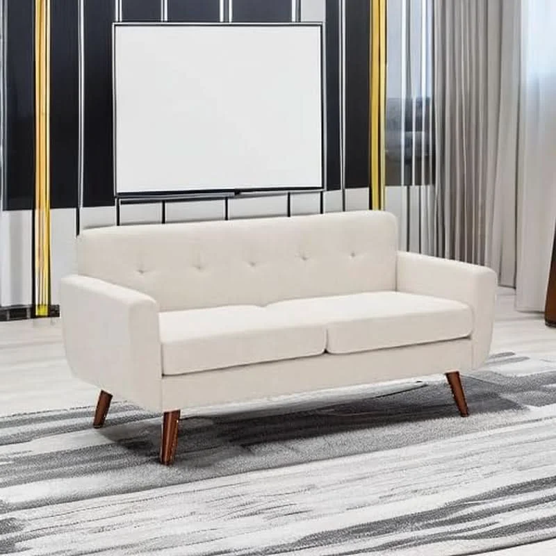Trendy Modern Compact Beige Loveseat For Small Living Rooms Clean