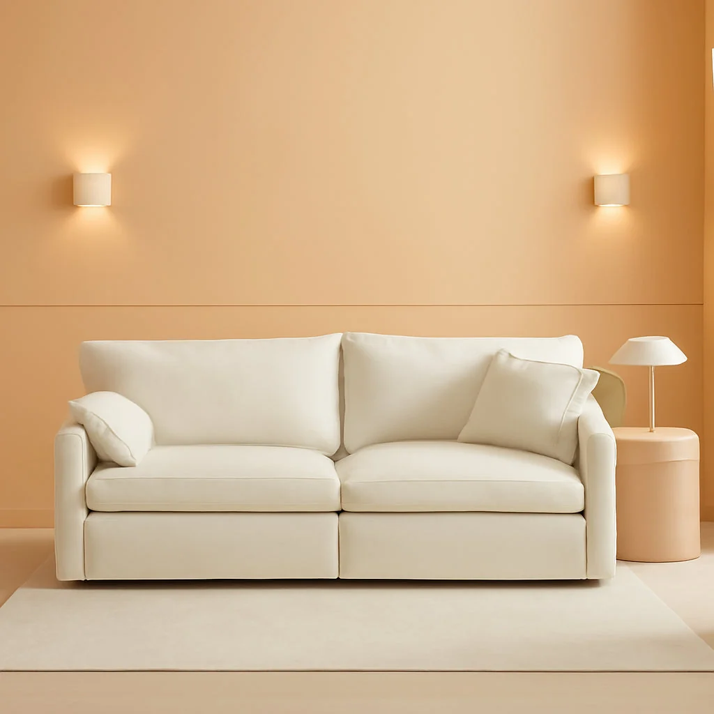 Certified White Chenille Two Seater Upholstered Cozy Loveseat Genuine