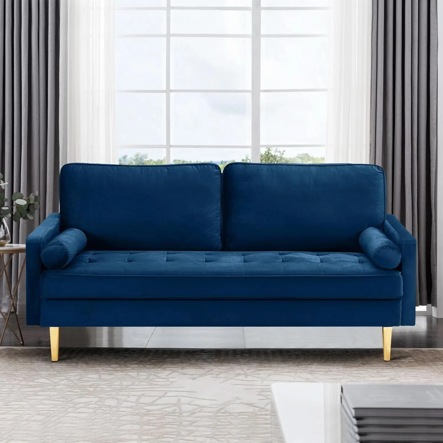 Functional Modern Velvet Loveseat Sofa with Pillows for Comfort Enhanced