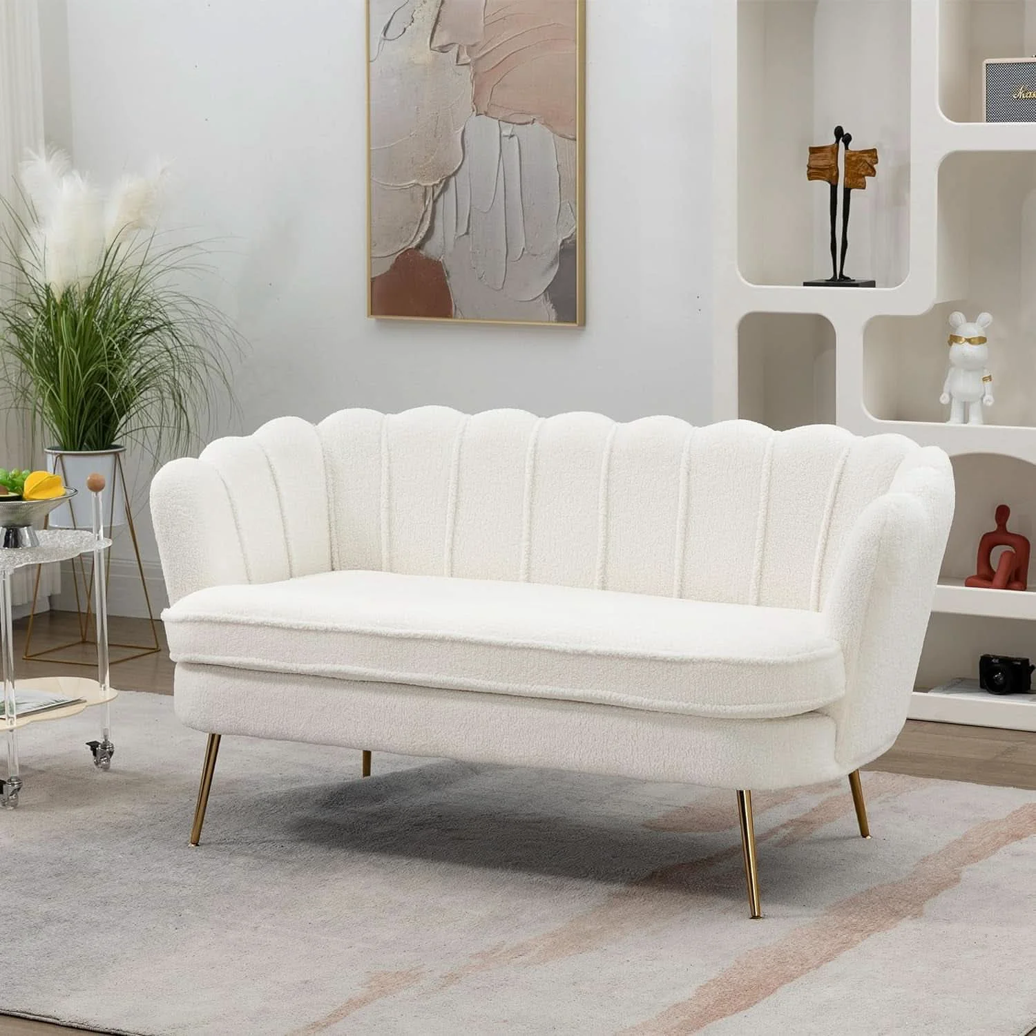 Trusted Modern Boucle Loveseat Sofa with Gold Legs for Small Spaces Outstanding