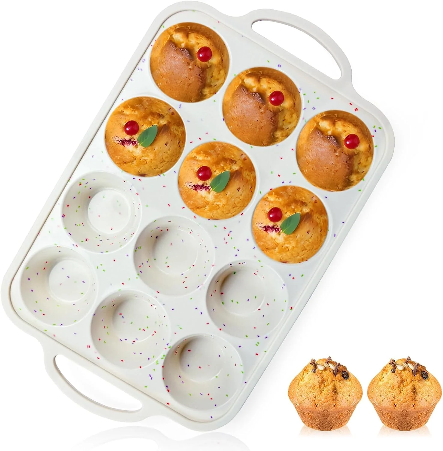 Luxury 1Pack Silicone Muffin Pan for Baking with Metal Reinforced Frame 12 Cup Regular Size Cupcake Pan BPA Silicone Muffin Tray Innovative