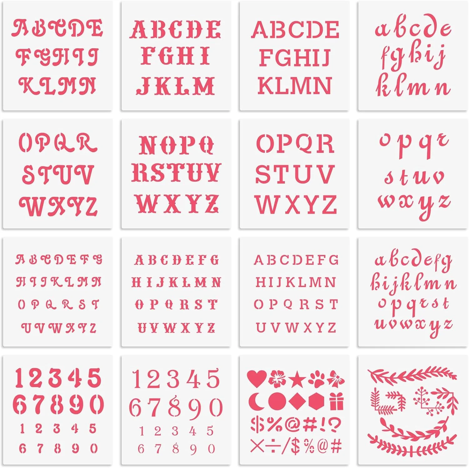 Effective 6x6in Alphabet Letter Number Cookie Stencils for Royal Icing Sugar Cookie Decoration – 16 Pcs Assorted Sizes World-Class